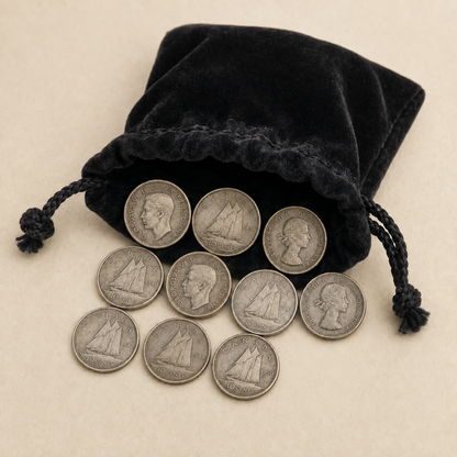 Canadian 80% Silver Dime Bundle – 10 Coins (1937–1966)